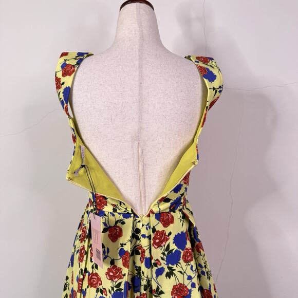 Emilia Wickstead ‘Riona’ Silk Dress Scattered Roses Print NWT Sz US 4 Skater - Picture 8 of 12